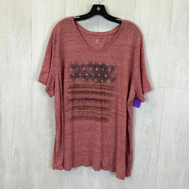 Can't Be Beat Red Top Short Sleeve Basic Catherines, Size 2x