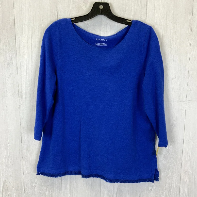 Super Bargain Royal Blue Top 3/4 Sleeve Basic Talbots, Size L