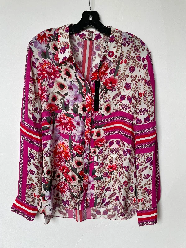 Silk Blouse By Elie Tahari In Multi-colored, Size: L