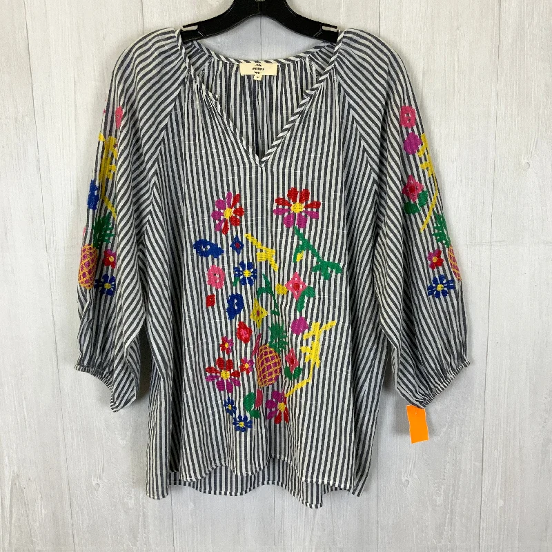 Don't Miss Striped Blouse Long Sleeve Entro, Size M