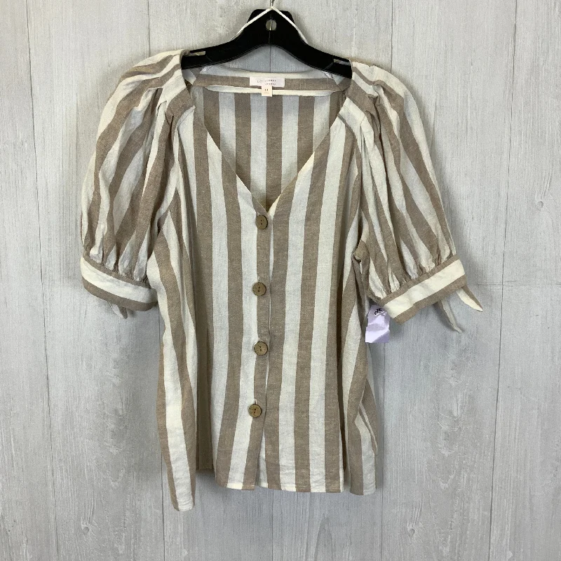 Huge Discounts Striped Pattern Blouse Short Sleeve Lc Lauren Conrad, Size M