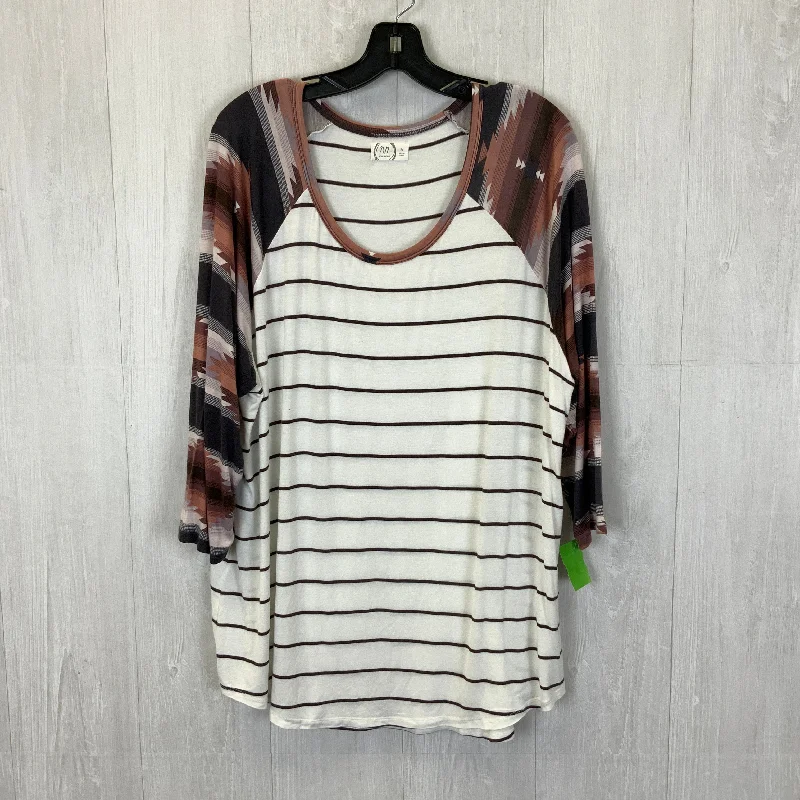 Crazy Deals Striped Pattern Top 3/4 Sleeve Maurices, Size 2x