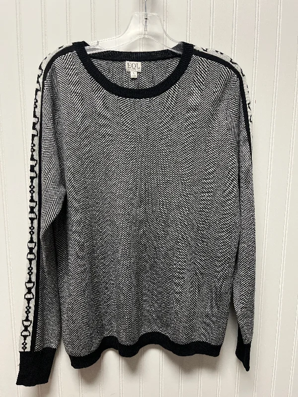 Midnight Sale Sweater By Cmb In Black & White, Size: L