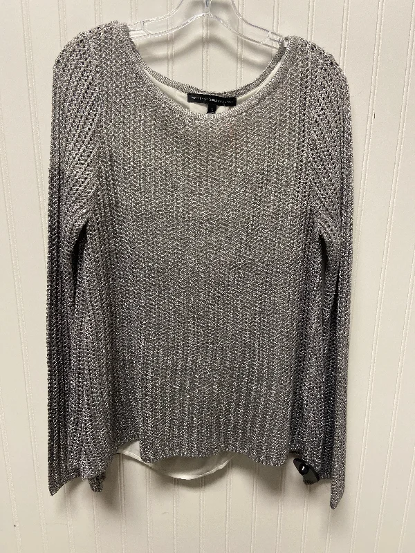 Fantastic Offers Sweater By White House Black Market In Grey White, Size: L