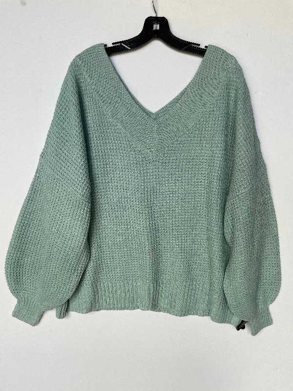 Take Advantage Sweater By Zenana Outfitters In Teal, Size: 3x