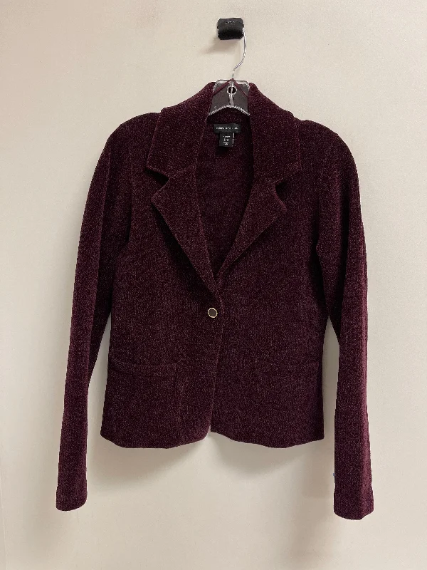 Can't Be Beat Sweater Cardigan By Adrienne Vittadini In Purple, Size: M
