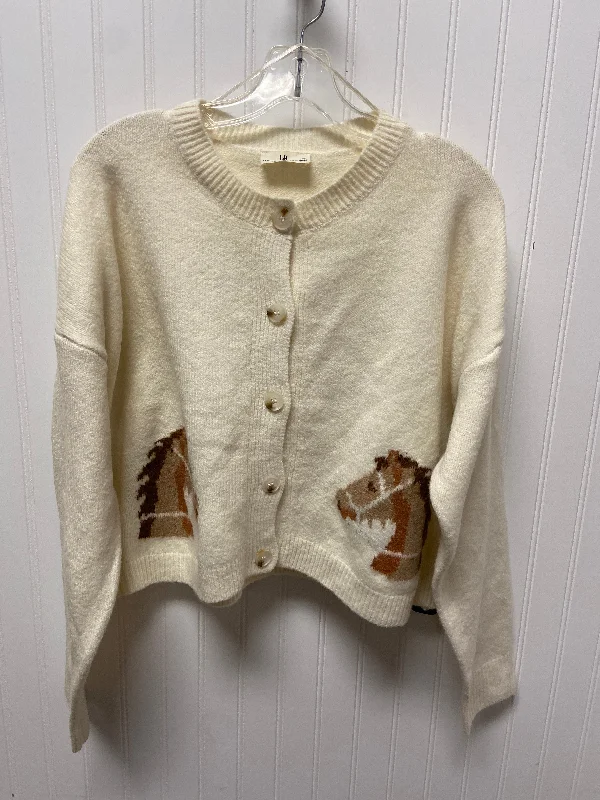 One-DAY Sale Sweater Cardigan By Rban Daisy In Beige, Size: M