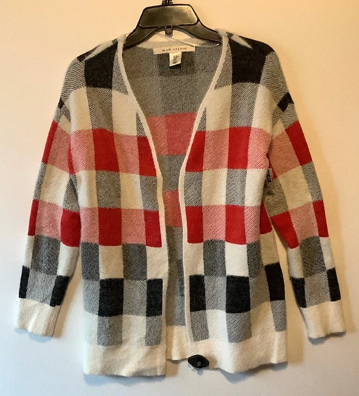 Special Price Sweater Cardigan By Max Studio In Checkered Pattern, Size: M