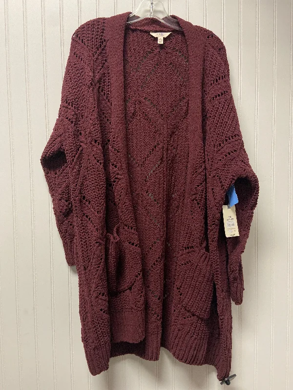 Referral Discount Sweater Cardigan By Terra & Sky In Maroon, Size: 3x