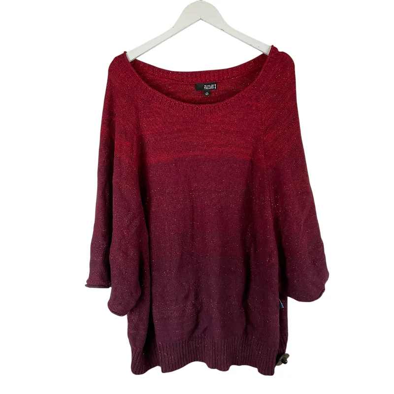 Early Bird Discount Sweater Short Sleeve By Ana In Red, Size: 3x