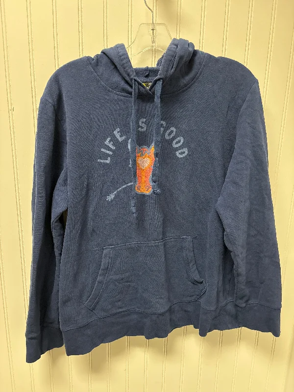 Clearance Sale Sweatshirt Hoodie By Life Is Good In Blue, Size: L