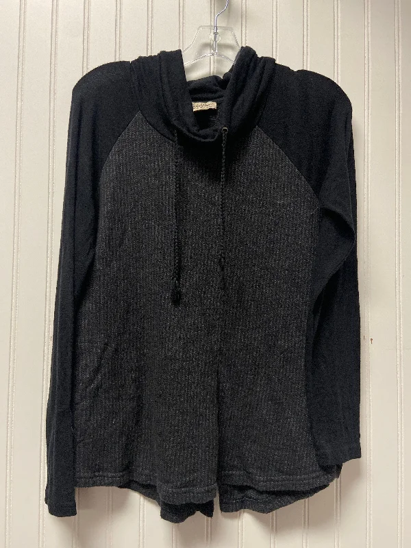 Early Bird Discount Sweatshirt Hoodie By Lucky Brand In Black & Grey, Size: 0