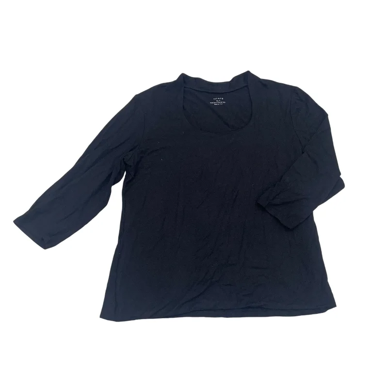 Flash Deals Top 3/4 Sleeve Basic By Grace In Black, Size:Xl