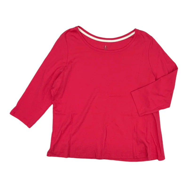 Low Prices Top 3/4 Sleeve Basic By Isaac Mizrahi Live Qvc In Pink, Size:Xl