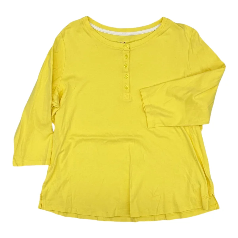 Final Markdown Top 3/4 Sleeve Basic By Isaac Mizrahi Live Qvc In Yellow, Size:1X