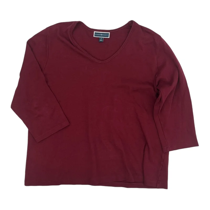Year-End Clearance Top 3/4 Sleeve Basic By Karen Scott In Red, Size:2X