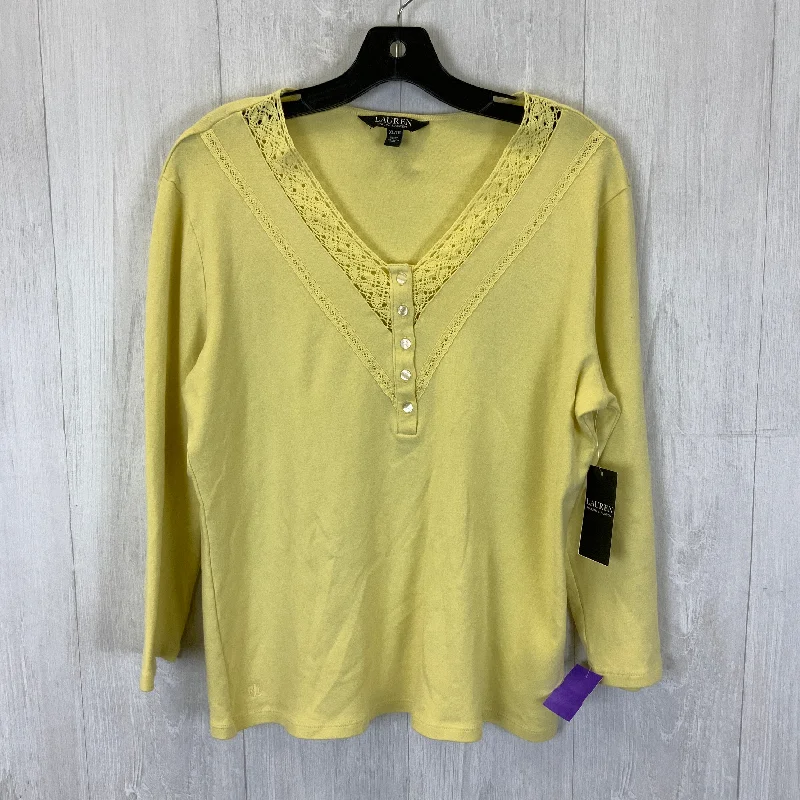 Massive Deals Top 3/4 Sleeve Basic By Lauren By Ralph Lauren In Yellow, Size: Xl