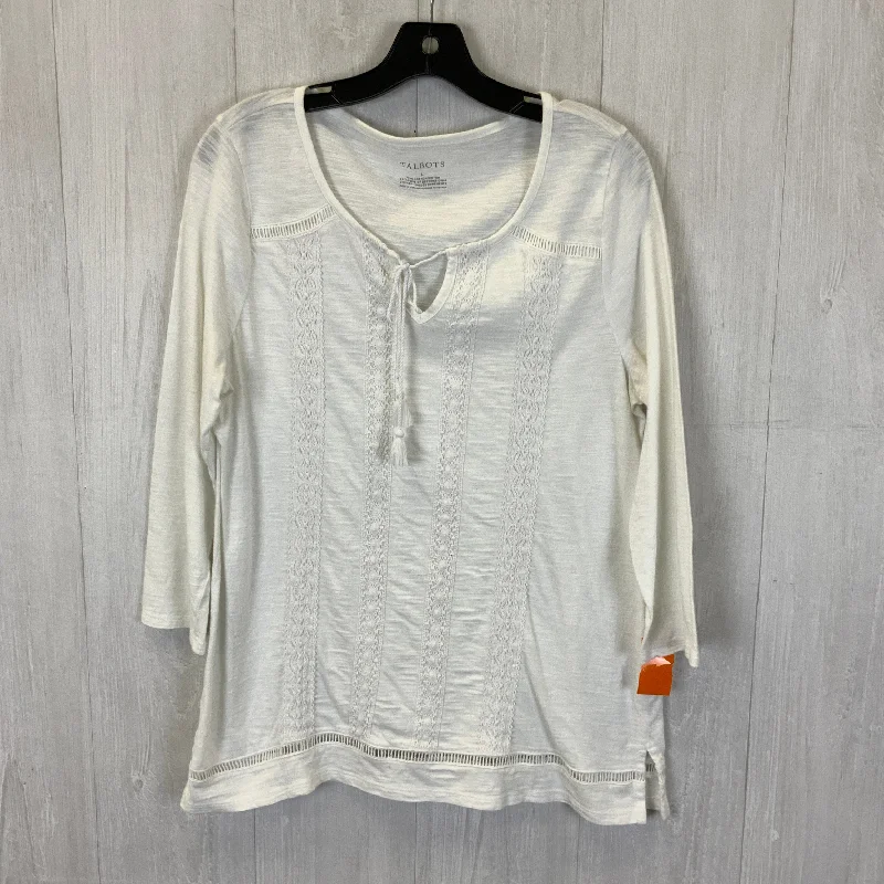 Top 3/4 Sleeve Basic By Talbots In White, Size: L