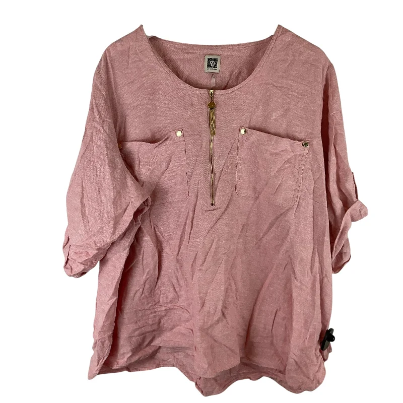 Year-End Clearance Top 3/4 Sleeve By Anne Klein In Pink, Size: 3x