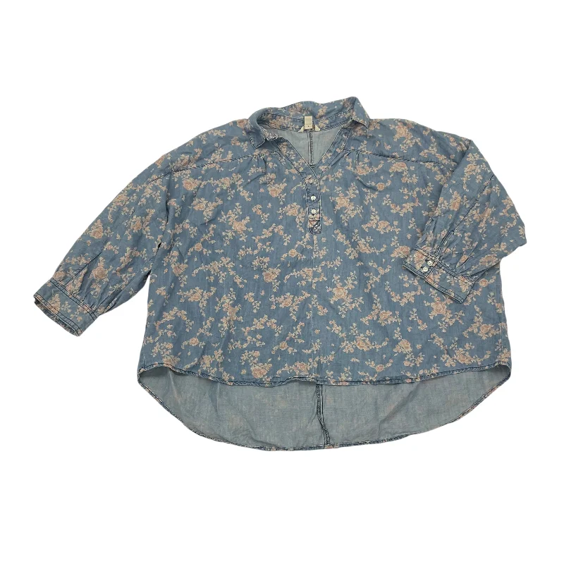 Lowest Prices Top 3/4 Sleeve By Cato In Blue, Size:2X