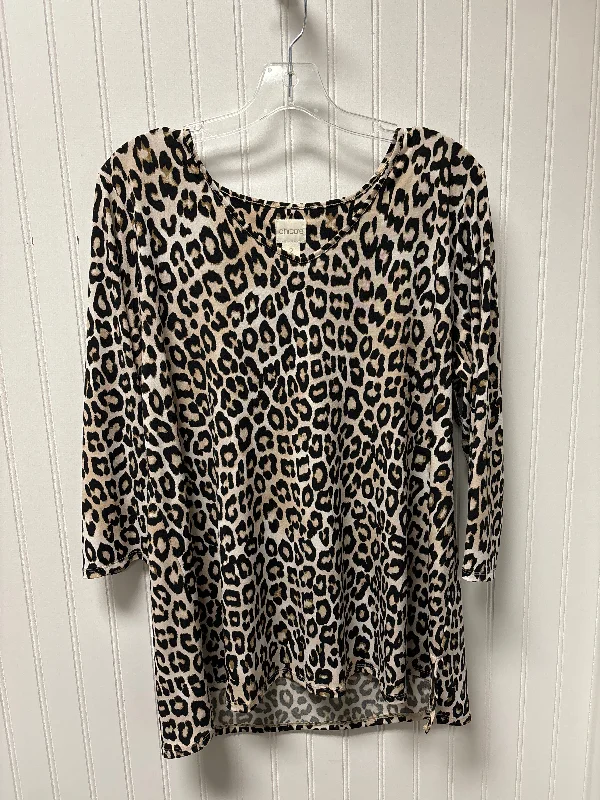 Best Bargains Top 3/4 Sleeve By Chicos In Leopard Print, Size: L