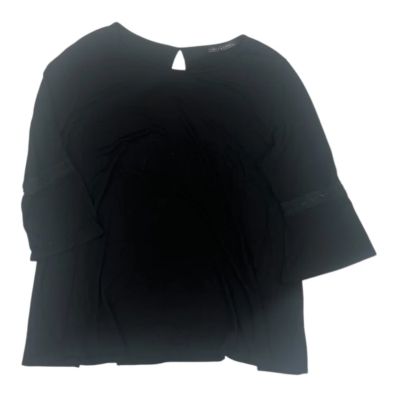 Closeout Top 3/4 Sleeve By Chris And Carol In Black, Size:1X
