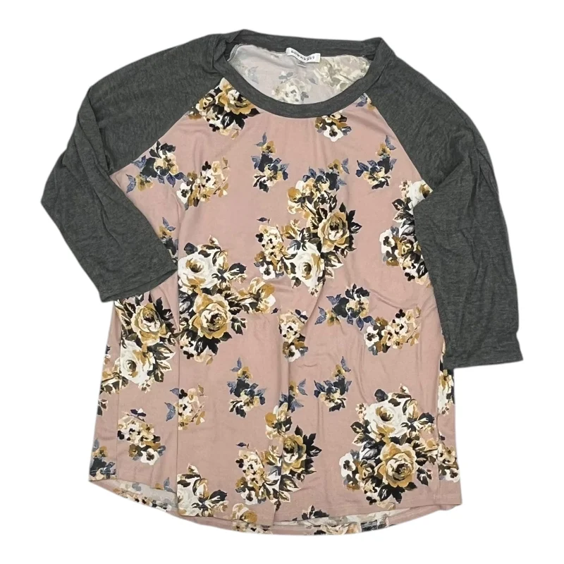 Instant Discount Top 3/4 Sleeve By Downeast In Pink, Size:2X