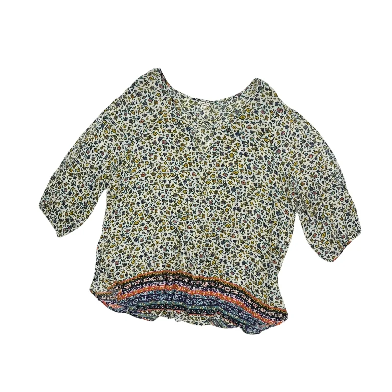 Members Only Top 3/4 Sleeve By Eyeshadow In Floral Print, Size:2X