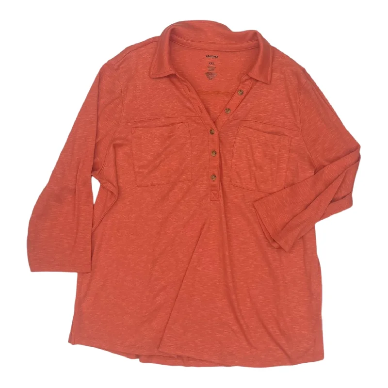 Anniversary Sale Top 3/4 Sleeve By Sonoma In Orange, Size:2X
