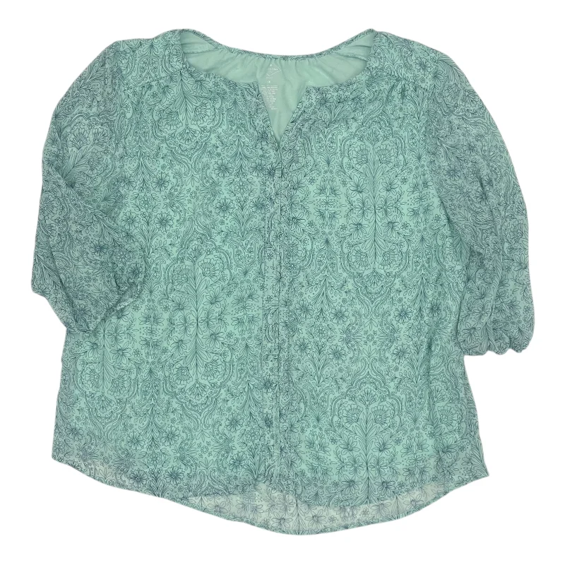 Referral Discount Top 3/4 Sleeve By St Johns Bay In Aqua, Size:1X