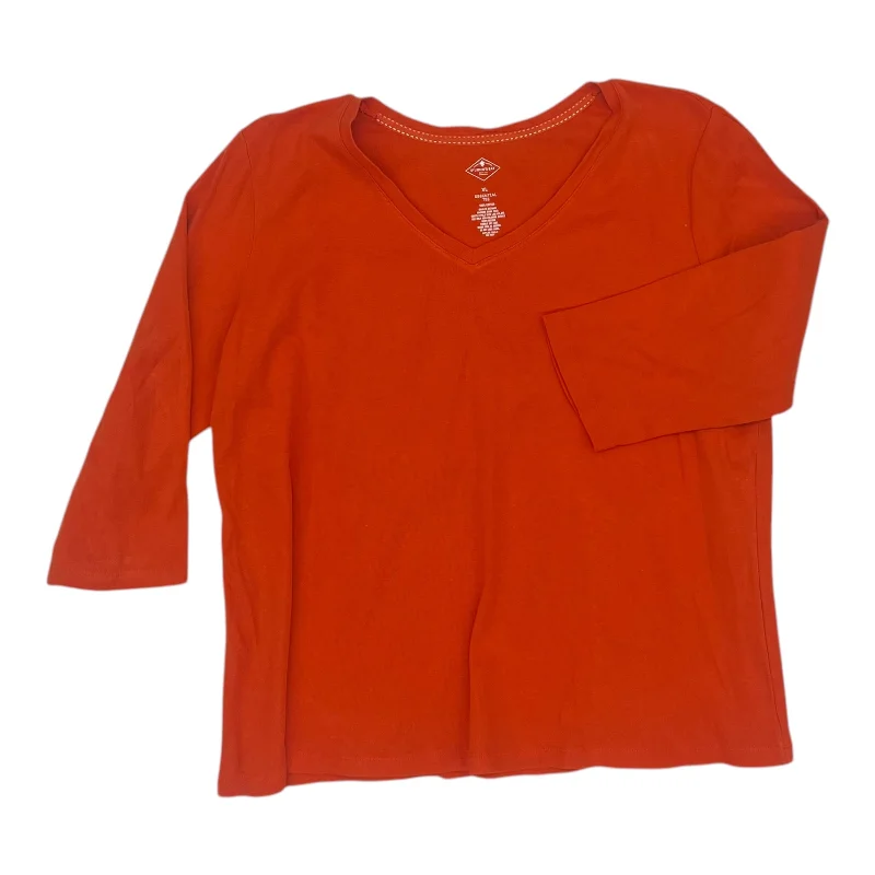 Limited Time Discount Top 3/4 Sleeve By St Johns Bay In Orange, Size:Xl