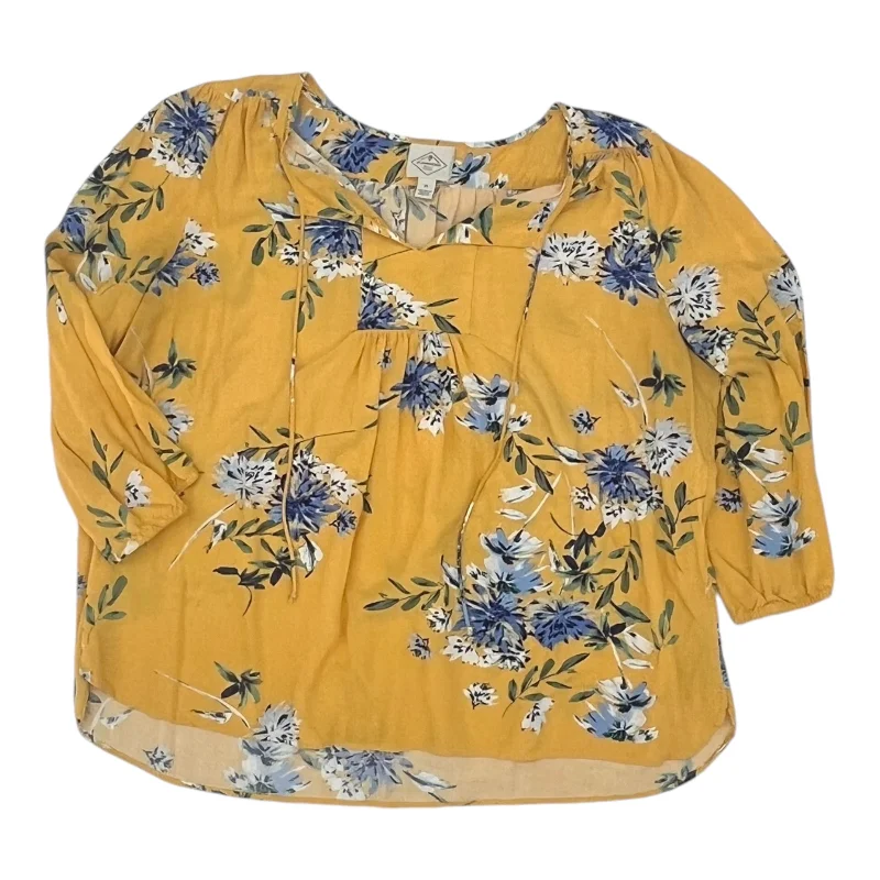 Exclusive Savings Top 3/4 Sleeve By St Johns Bay In Yellow, Size:Xl