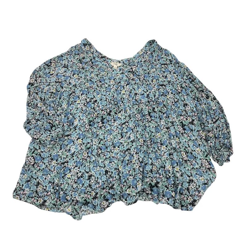 Warehouse Sale Top 3/4 Sleeve By Terra & Sky In Blue, Size:3X