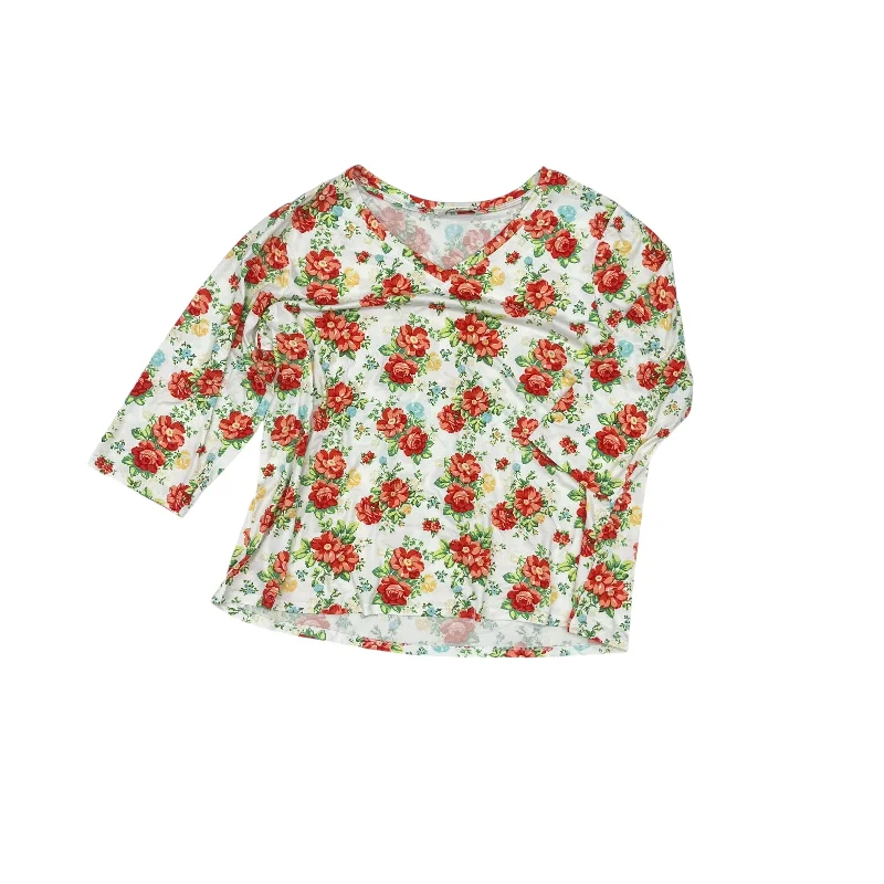 Price Smash Top 3/4 Sleeve By The Pioneer Woman In Floral Print, Size:2X