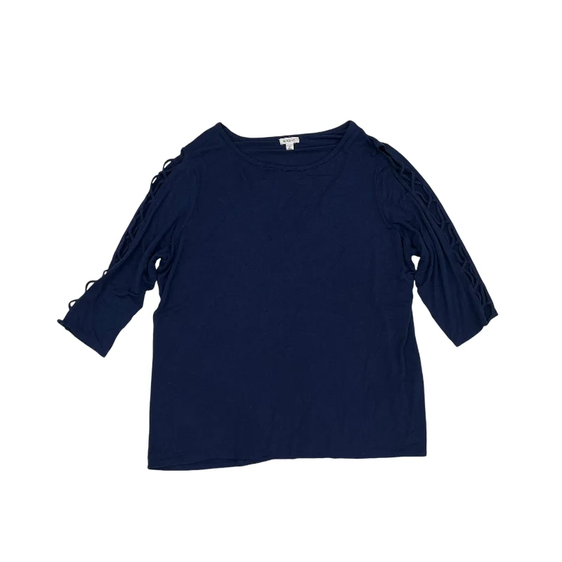 Top 3/4 Sleeve By Westport In Navy, Size:2X