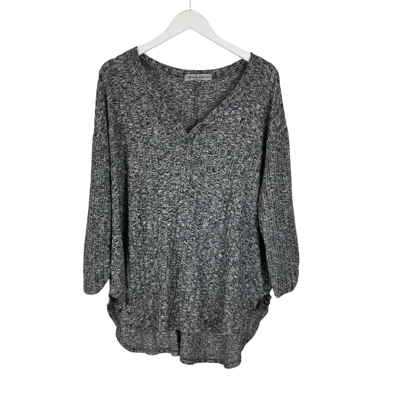 Last Chance Top Long Sleeve Basic By Absolutely Famous In Grey, Size: 1x