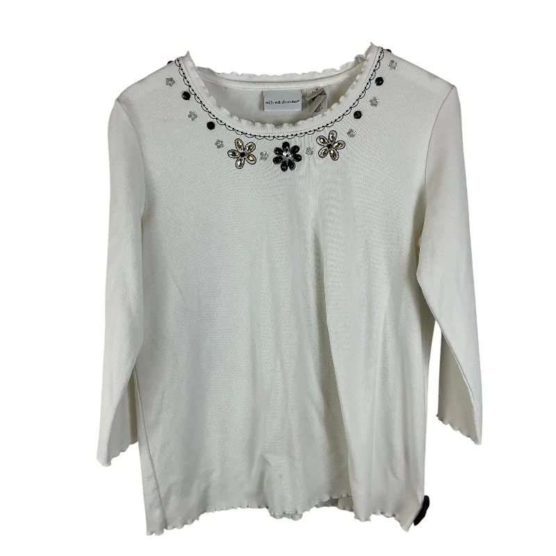 Final Sale Top Long Sleeve Basic By Alfred Dunner In White, Size: M