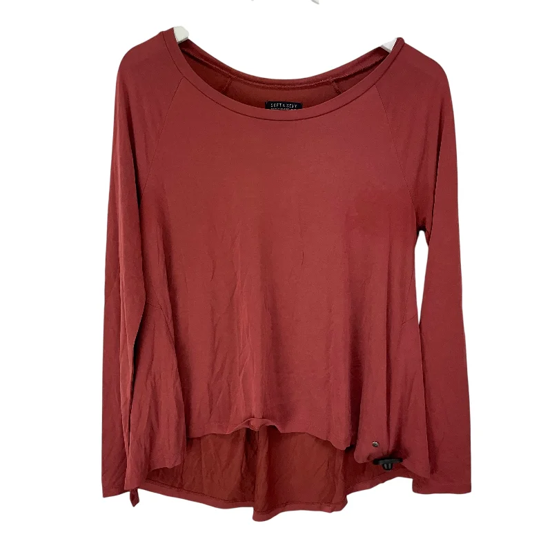 Super Bargain Top Long Sleeve Basic By American Eagle In Red, Size: S