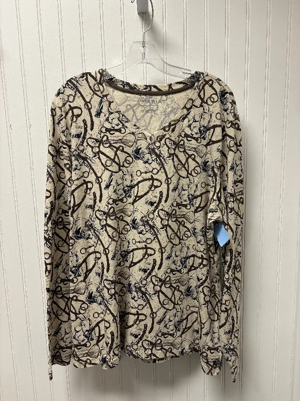 Year-End Sale Top Long Sleeve Basic By Ariat In Beige, Size: 1x