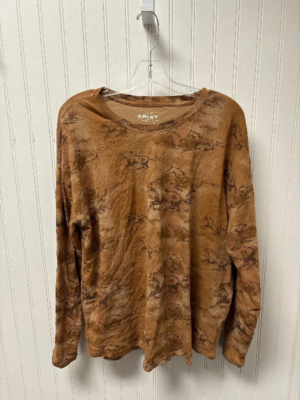 Savings Event Top Long Sleeve Basic By Ariat In Brown, Size: L
