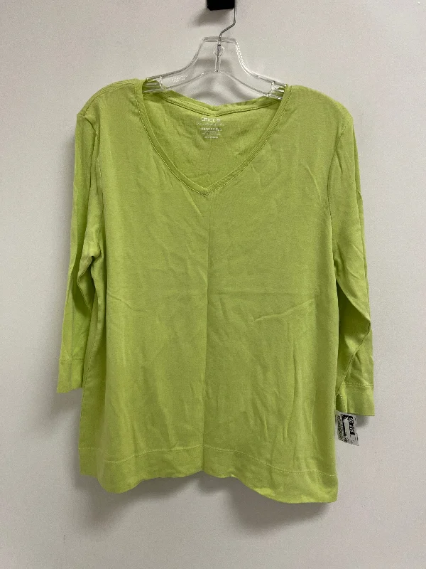 Special Savings Top Long Sleeve Basic By Chicos In Green, Size: L