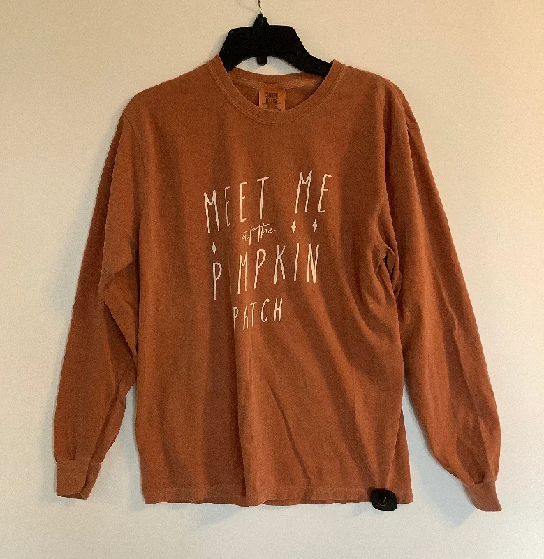 Get It Before It’s Gone Top Long Sleeve Basic By Comfort Colors In Orange, Size: M