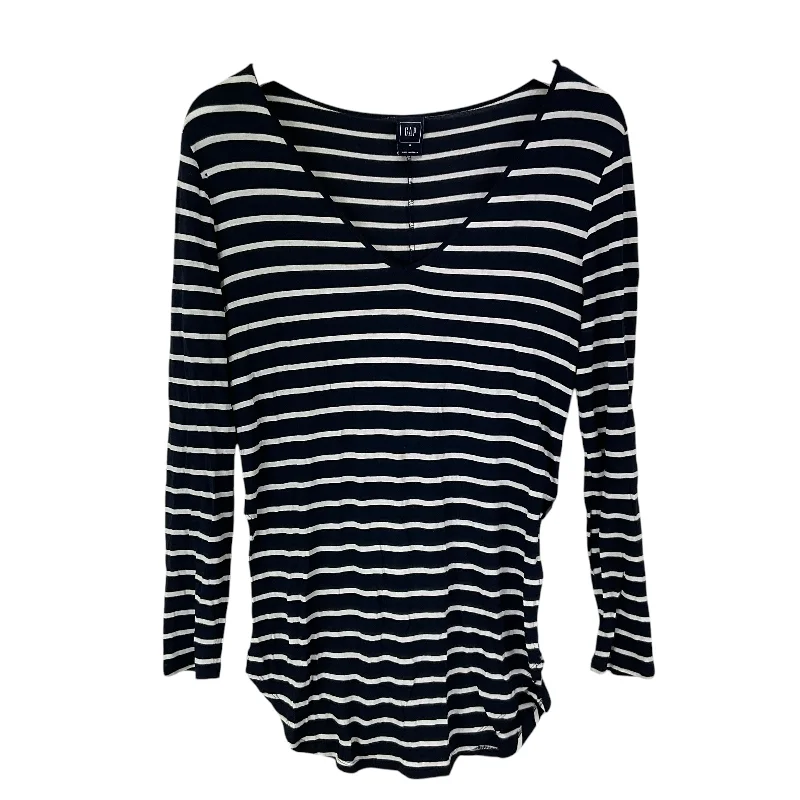 Quick Sale Top Long Sleeve Basic By Gap In Striped Pattern, Size: M