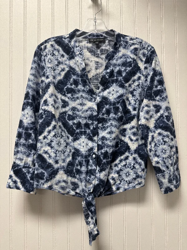 Act Now Top Long Sleeve Basic By Inc In Blue & White, Size: S