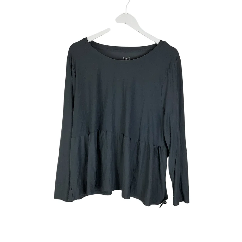 Holiday Sale Top Long Sleeve Basic By Pink Rose In Grey, Size: 2x