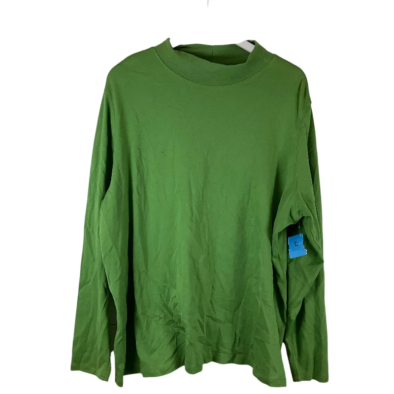 Amazing Deals Top Long Sleeve Basic By St Johns Bay In Green, Size: 3x