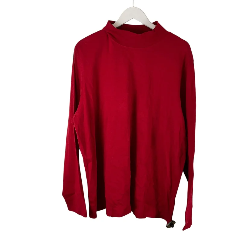 Discount Mania Top Long Sleeve Basic By St Johns Bay In Red, Size: 3x