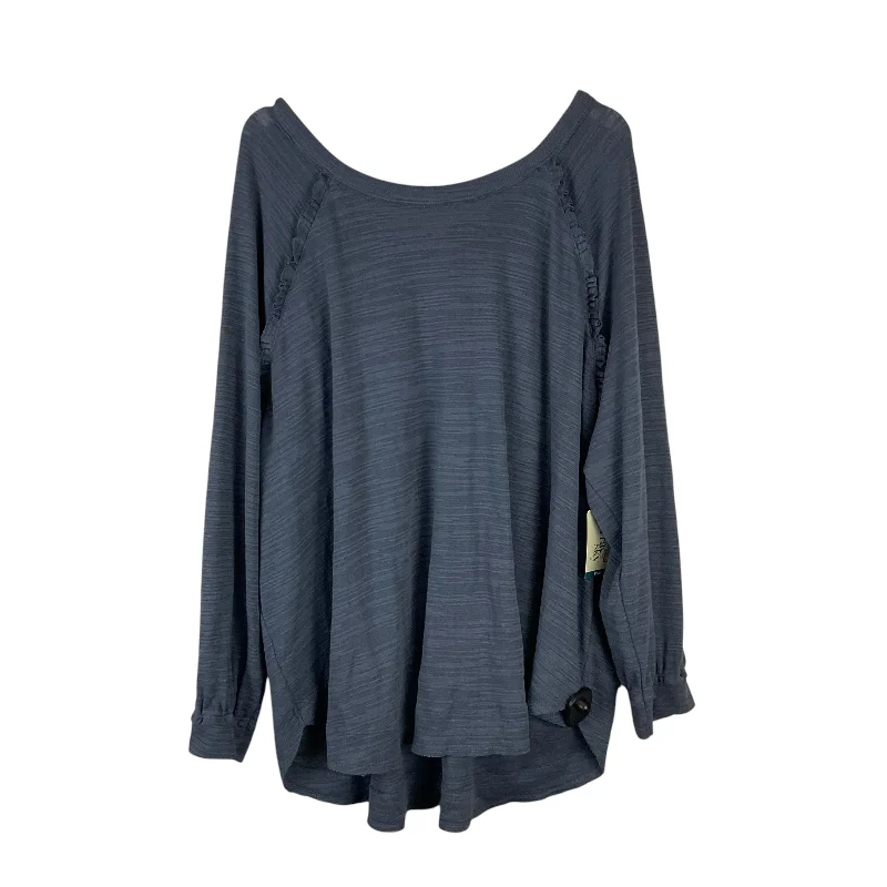 Bargain Bin Top Long Sleeve Basic By Terra & Sky In Blue, Size: 3x