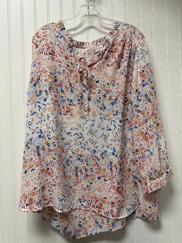 New Deals Top Long Sleeve Basic By Violet And Claire In Floral Print, Size: 2x