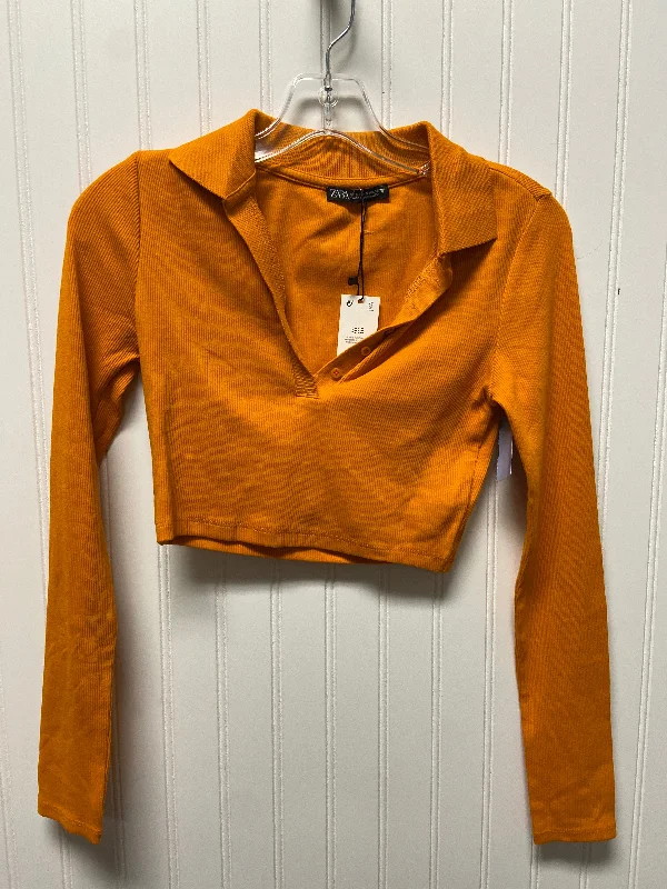 Epic Deals Top Long Sleeve Basic By Zara In Orange, Size: Sp